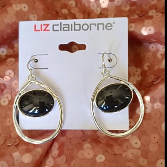 Liz Claiborne pierced earrings silver with black NWT - Picture 12 of 16